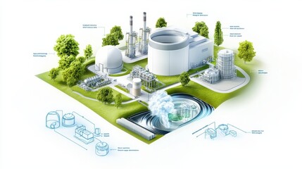 Poster - Modern Industrial Facility with Sustainable Technology