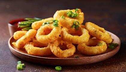 yellow corn rings with cheese and green onion flavor. Beer snacks 