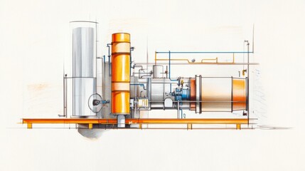 Poster - Industrial Equipment Design Sketch Illustration