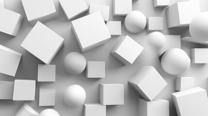 Three-dimensional cubic one-piece abstract geometric background. Overlapping white 3D squares. Suitable for corporate design templates.