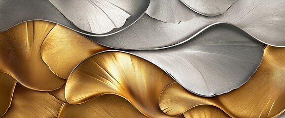 Poster - A gold and luxurious pattern design with exquisite abstract shape and golden line arts texture. Geometric modern wallpaper design for any occasion.