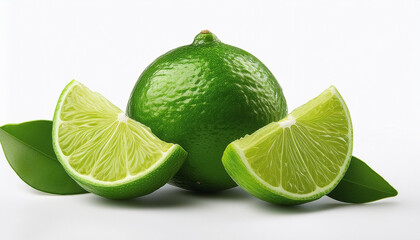 Fresh green lime with slices on the side, creating a fresh and bright look.