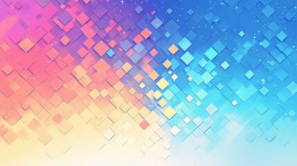 Poster - Abstract Background with Overlapping Colorful Squares and White Noise