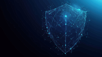 Poster - Low Poly Vector Security Shield Composed of Polygons and Lines for Data Protection and Cybersecurity Concept