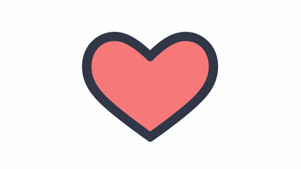 Poster - Minimalistic Red Heart Thin Line Vector Icon, Modern Love Symbol, Simple Design for Valentine's Day, Romance, and Social Media, Heart Shape Outline for Graphic Design and Web Usability