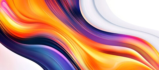 Poster - This is a modern illustration featuring abstract wave lines on a smooth silk background. A rainbow color palette is used with liquid fluid waves in a modern style.
