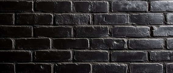 Poster - Black painted brick wall texture as wallpaper or background