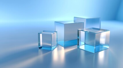 Poster - Blocks with a transparent surface. Visionary technical concept with space for text. 3D rendering.