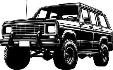 Wall Mural - Retro SUV off road vehicle 