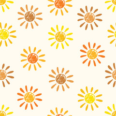 Wall Mural - cute hand drawn sun background. summer pattern. vector illustration