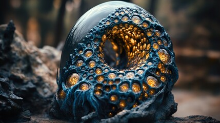 Wall Mural - glowing abstract sphere with organic texture