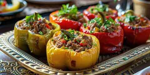 Wall Mural - Savory Stuffed Bell Peppers Filled with Meat