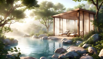 Wall Mural - Detoxifying Experience in a Luxurious Steam Room at a Serene Health Spa