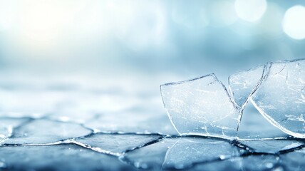 Poster - A broken piece of ice on a cold surface