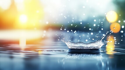 Poster - A splash of water in a puddle with a bright orange