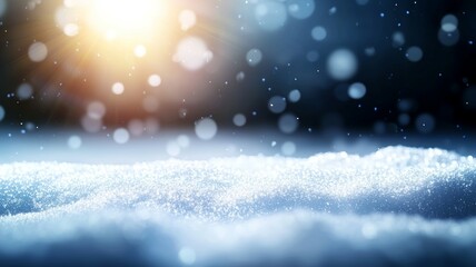 Poster - A snowy landscape with a bright sun shining through the snow