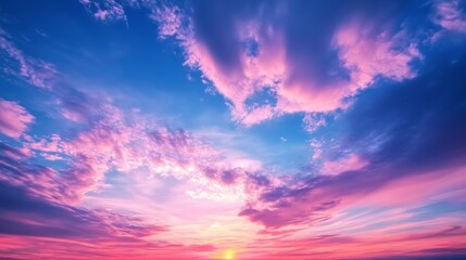 Wall Mural - Vibrant sunset sky with pink and blue