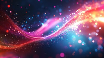 Wall Mural - Vibrant abstract cosmic background with flowing pink and blue particles. Space and fantasy concept