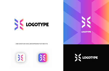 Poster - Bold diagonal stripes creating geometric shapes letter X logo for technology, finance, banking, cryptocurrency, corporate branding, architecture, construction, real estate. Vector illustration