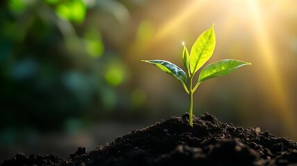 young plant in the ground