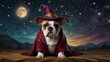 © arief - a bulldog puppy dressed in a wizard robe and hat