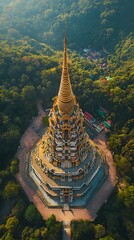 Enchanting aerial view featuring Wat Asokaram temple architecture image