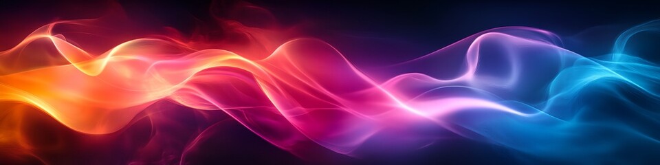 Wall Mural - A colorful wave of light with orange, red, and blue colors. The colors are vibrant and dynamic, creating a sense of energy and movement