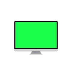 Poster - Computer monitor with green screen icon. PC desktop mockup illustration
