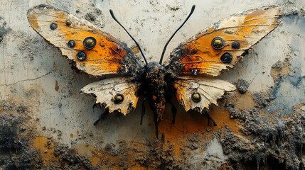 Poster - Rusty Butterfly: A Close Up of a Decayed Insect