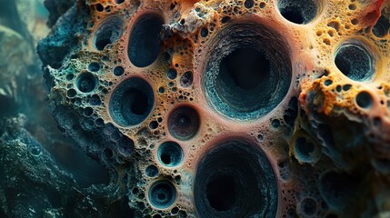 Wall Mural - abstract rock texture with deep holes and patterns