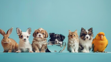 Wall Mural - Adorable Pets in a Row