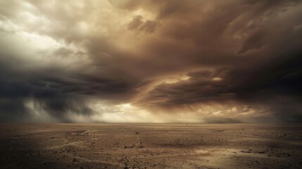 Poster - Dramatic Desert Landscape Under Stormy Sky