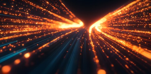 Poster - Abstract Digital Art with Orange and Blue Lights