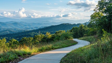 Poster - Scenic Pathway Through Lush Mountain Landscape