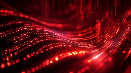 Digital wave with binary code in red