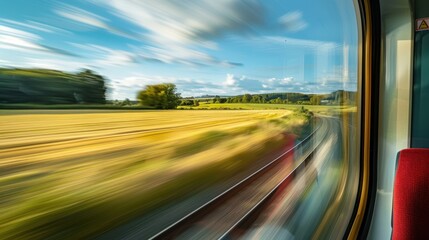 Canvas Print - Scenic View from Train Window in Motion