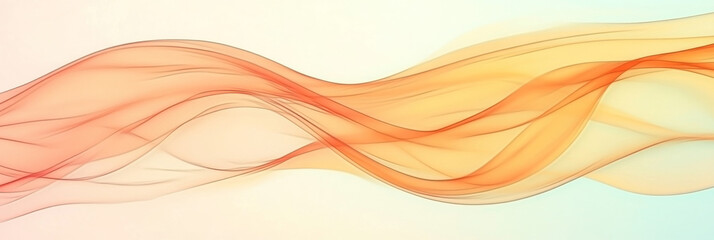 Abstract orange and yellow flowing lines on a white background.