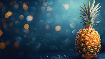 Wall Mural - Pineapple with bokeh lights in background