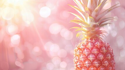 Canvas Print - Vibrant pineapple with soft pink bokeh background