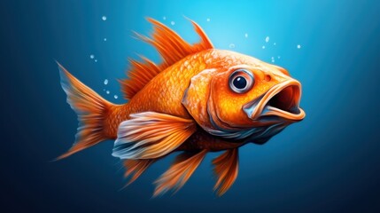 Vibrant Orange Fish Swimming in Deep Blue Water