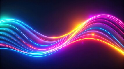 Canvas Print - Abstract neon background with colorful glowing curvy lines ,  render, abstract, neon, background, glowing, curvy