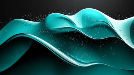 Abstract teal wave with bubbles