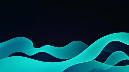 Poster - Abstract turquoise waves on a black background.