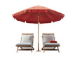© OGStock - Beach umbrella deck chair on white background vacation concept isolated illustration