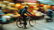 © Lotti - A bicycle courier weaves through a bustling market, delivering packages with skill and speed.