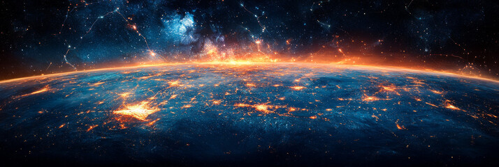 Wall Mural - Earth's glowing cities from space.