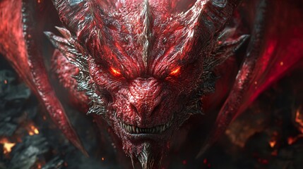 Poster - Fierce Red Dragon: A Close-Up of a Mythical Creature