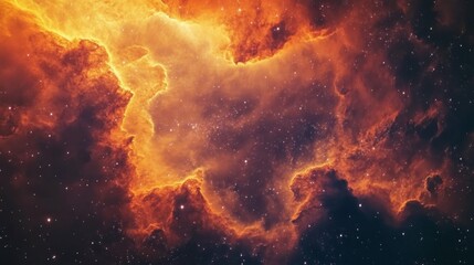 Wall Mural - Close-up of glowing nebula gas clouds, with intricate textures and brilliant colors illuminated by distant light.