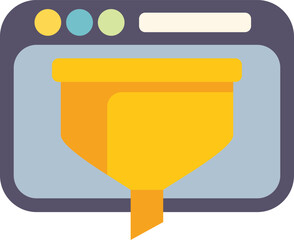 Poster - this colorful vector icon shows a sales funnel inside a web browser, representing a concept of onlin