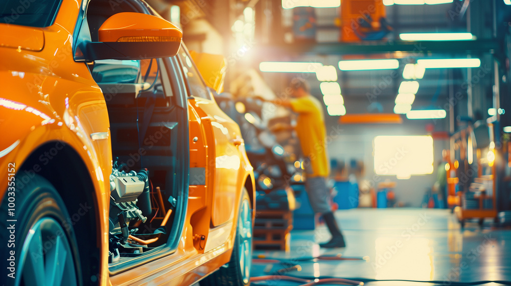 Inv Mechanic Mechanic inspecting engine with tools scattered around, symbolizing ...
